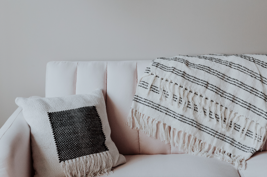 white couch in calm, soft lighting